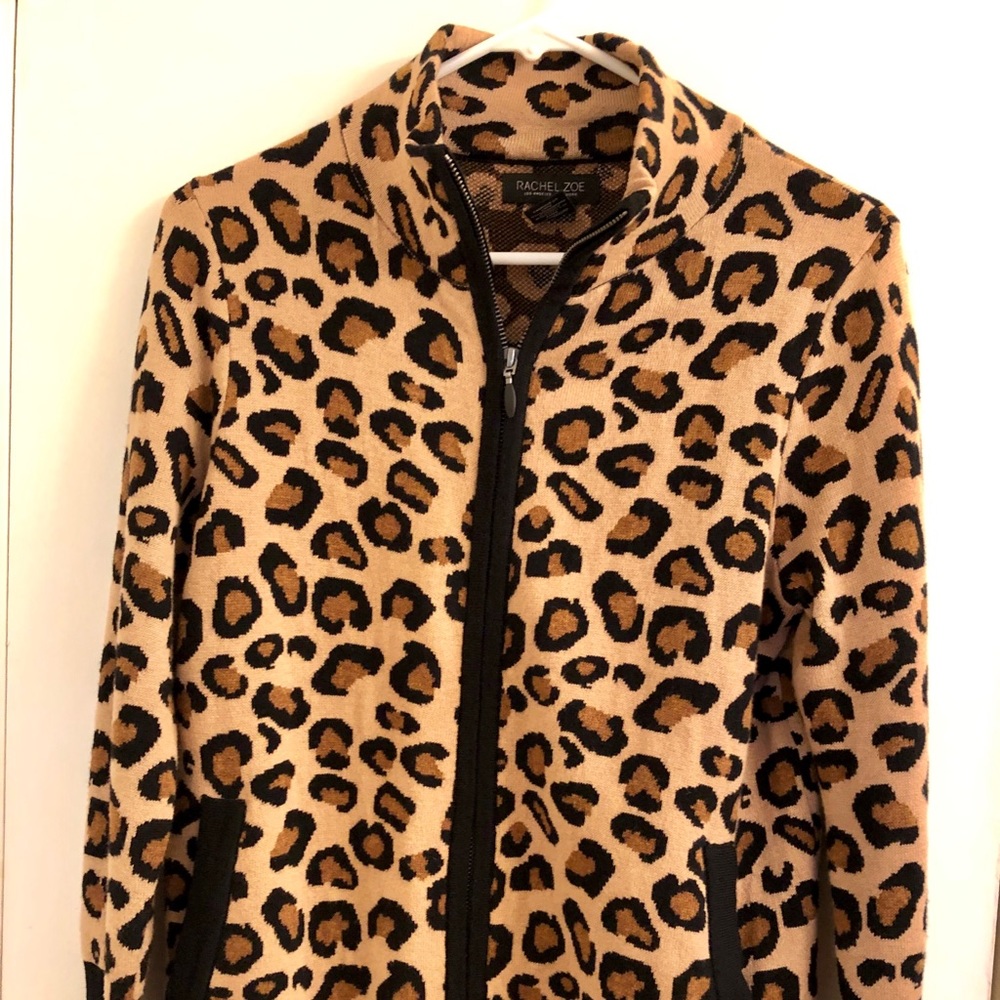 Rachel Zoe zip up leopard sweater
